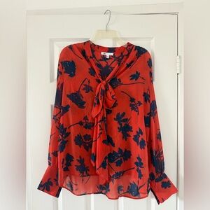 DR2 Vibrant Red and Navy Floral Top
